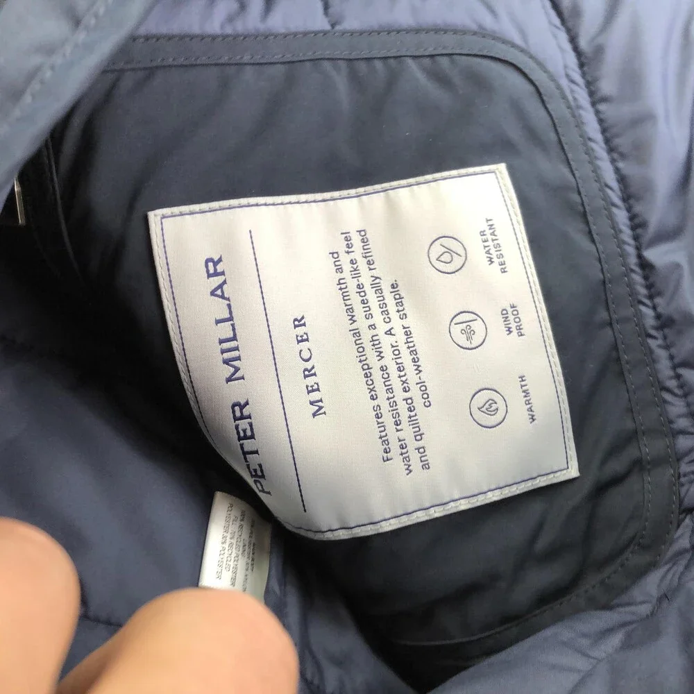 Peter Millar Jacket Mens Medium Blue Quilted Mercer Full Zip Padded Outdoor